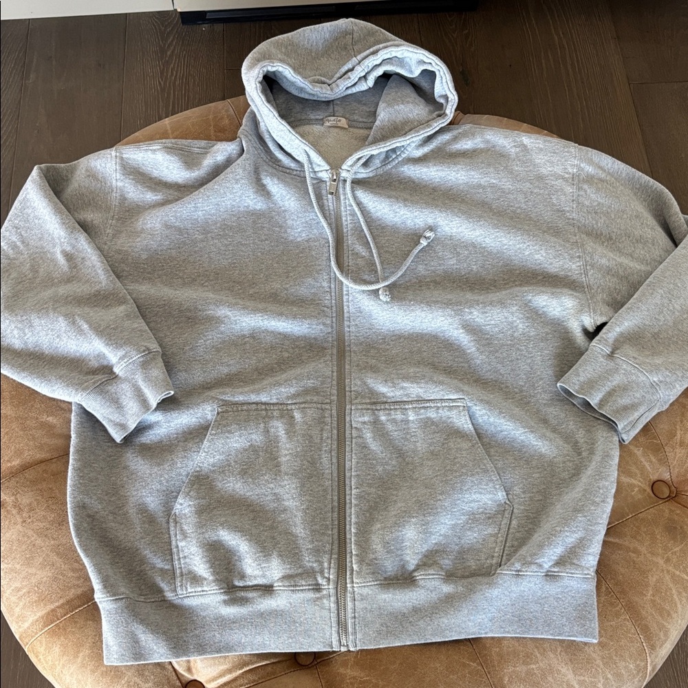 Brandy Melville John Galt Gray Oversized Zip Up Sweatshirt